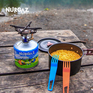 NURGAZ – réchaud de camping pliable, mini brûleur, allumage électronique, réchaud à gaz portable pour l'extérieur, argent, 155x155x80mm - Product Image 2