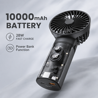 Ventilateur portatif avec affichage numérique, ventilateur turbo 2 en 1 remplaçable, moteur sans balais, 100 vitesses réglables, pour usage domestique