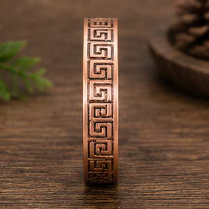 Handcrafted Greek Key Engraved Copper Magnetic Healing Bangle Luxury Handmade Personalization <b>Christmas</b> Halloween Gift - Product Image 1