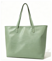 Sac fourre-tout en cuir PU vegan de luxe de haute qualité avec logo personnalisé, sac à main souple et grand format pour femmes