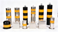 Poteau de sécurité robuste en acier inoxydable, fixe et amovible, avec garde-corps réfléchissant, pour parking routier, remplissable d'eau, pour autoroute
