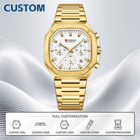 Montre personnalisée MOQ 50 PIÈCES Curren 8459 Montre-bracelet à quartz décontractée à six aiguilles en acier inoxydable étanche chronographe pour homme