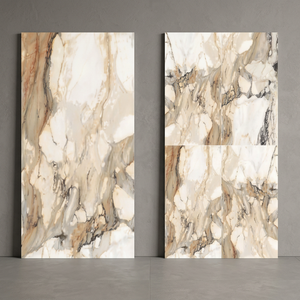 Losas de porcelana Calacatta sinterizada con efecto de madera a juego, de 1200x2400 mm, para pisos de villas y hoteles de lujo. - Product Image 5