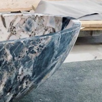 Baignoire sur pied en marbre Océan Tempest personnalisée, en pierre naturelle, faite à la main, pour salle de bain et hôtel
