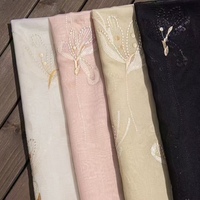 Tissu en dentelle tricotée en maille, brodé de fleurs et de sequins, en mousseline de soie fluide, directement de l'usine, pour vêtements abaya de luxe