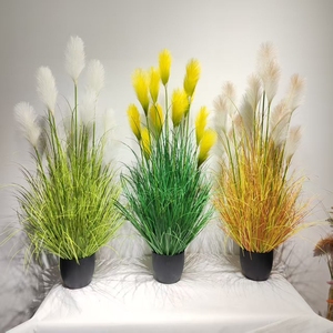 Offre Spéciale Décoration <span class=keywords><strong>Maison</strong></span> : Herbe d'Oignon Artificielle en Pot, Herbe de Roseau Artificielle Résistante aux UV et Ignifuge, Plantes Artificielles - Product Image 2