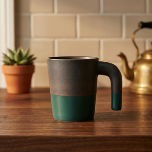 Ceramic <b>Mug</b> <b>Set</b> Two-Tone Matte Finish Gray Teal Minimalist Design Home Use Leak Proof Dishwasher & Microwave Safe <b>Large</b> Capacity - Product Image 1