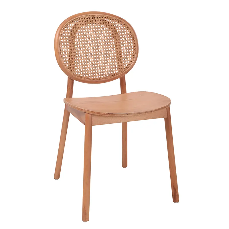 Buchenholz stuhl im Landhausstil Rattan Französischer Esszimmers tuhl Louis Round Back Wicker Rattan Esszimmers tühle für Esszimmer