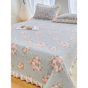 Pure Cotton Bed Sheet Set 3 Pcs Stripes Breathable Home <b>Bedding</b> With Skirt Tatami Style All Season Use - Product Image 3