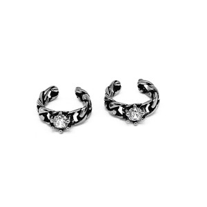 yunnique <b>Cuff</b> <b>Earrings</b> Stainless Steel Claw Setting Geometric Design Men's Jewelry - Product Image 1