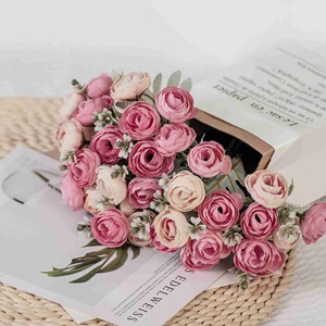 ช่อดอกกุหลาบประดิษฐ์ CallaFloral คุณภาพสูง ทำจากโพลีเอสเตอร์ สีชมพูพีช แชมเปญ สำหรับตกแต่งงานแต่งงานและงานฝีมือ - Product Image 1