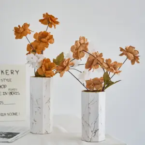 Vaso de flores de cerâmica para decoração, novo design moderno verde e branco, marmorizado, preto, para decoração de casa, atacado