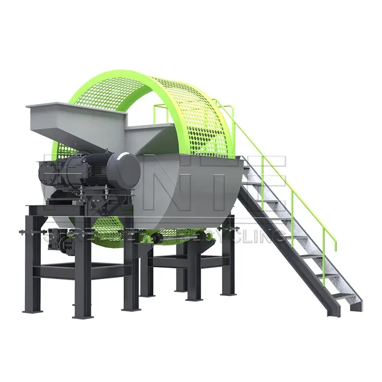 Quality Tire Crusher Equipment Used Rubber Tyre Shredding Recycling Machine For Two Shaft