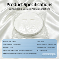 Masque facial en coton 100 % non allergène, blanc, absorbant, doux, vierge, pour salon de beauté - Vente en gros usine
