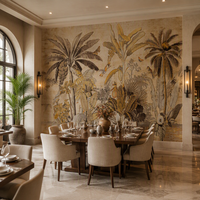 Papier peint mural vintage jungle tropicale, palmiers, oiseaux, papillons, pour hôtel, salle à manger, grenier, cuisine, décoration murale