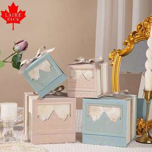 Boîte à bonbons de mariage de style château carré européen LAIRE, estampage dorée, banquet, boîte à bonbons à main, luxe léger, cadeau d'anniversaire exquis - Product Image 3