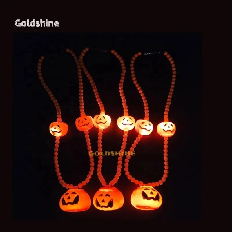 Halloween Phát Sáng Led bí ngô Mặt dây chuyền hạt nhựa Vòng cổ cho Đảng trang trí cho Giáng sinh phục sinh Mardi Gras lễ kỷ niệm