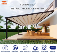 Toit rétractable de gazebo automatique en aluminium avec stores latéraux auvent extérieur étanche Pergola