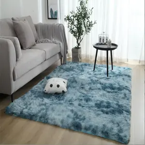 Tie-dye Bleu Rectangle De Luxe Shag Tapis Teint En Peluche Fuzzy Furry Tapis pour Chambre D'enfants Chambre