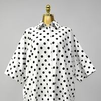 Ensemble deux pièces pour femme à pois, chemise boutonnée et pantalon large en coton, tenue d'été