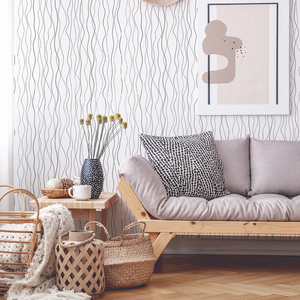 Luxury White Lines Pvc <strong>Wall</strong> <strong>Papers</strong> for Home Living Room Decoration Kitchen Wallpaper Line <strong>Silver</strong>