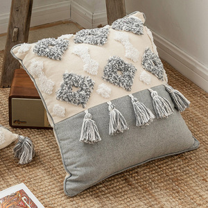 <span class=keywords><strong>Cojines</strong></span> de algodón con diseño de mechones marroquíes, funda de sofá suave con patrón geométrico, borla, decoración moderna para el hogar, funda de almohada para uso hospitalario - Product Image 3