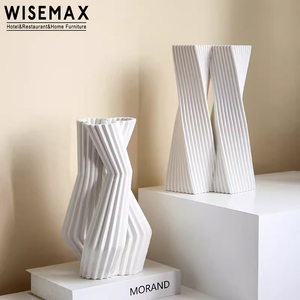 MUEBLES WISEMAX Decoración del hogar de <span class=keywords><strong>estilo</strong></span> contemporáneo Línea de impresión 3D Arte Oficina Adornos Florero de cerámica para hotel de apartamentos - Product Image 2