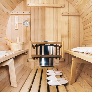 Promoción de almacén de EE. UU. 4-6 personas Sauna de barril de cedro de madera al aire libre con kit de sauna de barril a la venta - Product Image 4