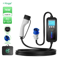E-mingze Cargador portátil 7KW 32A Caja de carga EVSE monofásica Cargador rápido Cargador eléctrico