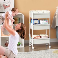 Chariot de rangement pour couches de bébé à 3 niveaux avec roulettes et séparateurs amovibles