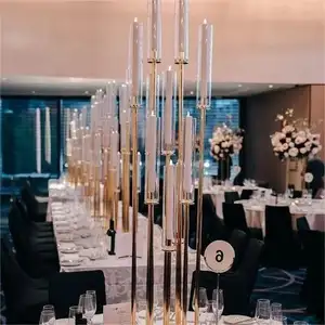 Hot Sale 8 Arms Wedding Backdrop Decoration Candleholder Centerpiece Gold Candle Stands Candlestick Holder