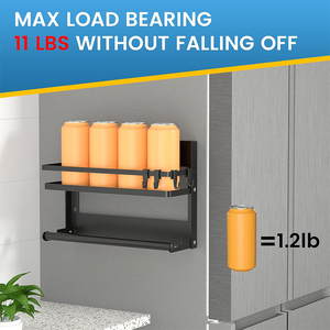 Portaspezie Moderno Multifunzionale in Metallo <span class=keywords><strong>da</strong></span> <span class=keywords><strong>Parete</strong></span> con Portarotolo e Ganci per Cucina, Bagno e Lato Frigorifero - Product Image 4