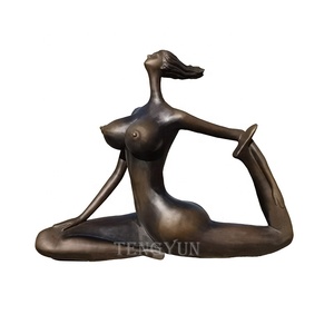 Sculpture de femme corpulente en yoga grandeur <span class=keywords><strong>nature</strong></span>, bronze naturel, statues d'art de femme nue corpulente pour décoration intérieure - Product Image 2