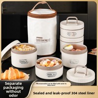 Edelstahl Thermische Lunchbox Tragbar Mehrschichtig Versiegelt Mikrowellengeeignet 304 Edelstahl >3 Ebenen mit Deckel für Büroangestellte