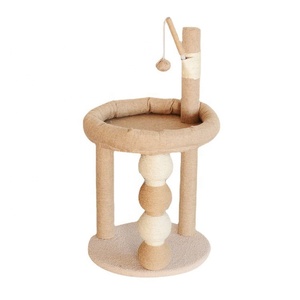 Kinghon 4 In1 Small <b>Cat</b> <b>Tree</b> Natural Sisal <b>Scratching</b> <b>Post</b> with Tower and Track Ball Soft Perch Bed <b>Cat</b> <b>Tree</b> - Product Image 1