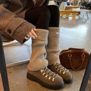 Botas de plataforma con cordones para mujer, estilo británico vintage, de cuero genuino esmerilado, con punta redonda y tacón grueso, modelo 2026 - Product Image 2