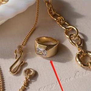 square Shape <b>Crystal</b> <b>Ring</b> Stainless Steel Gold Plated Women <b>Rings</b> Fashion Vintage Jewelry Accessories - Product Image 4