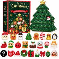 Calendrier de l'Avent de Noël 24 Jours : Boîte Surprise Scintillante et Moelleuse – Jouets Squishies Mignons pour le Compte à Rebours des Fêtes – Cadeau de Noël