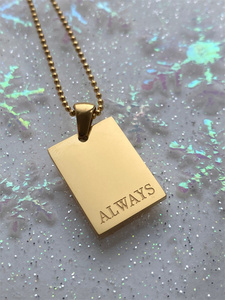 Hot bán tùy chỉnh khắc hình chữ nhật mặt dây chuyền truyền cảm hứng báo Giá 18K vàng thép không gỉ Vòng cổ cá nhân phụ nữ đồ trang sức - Product Image 5