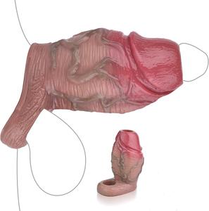 Realistiche penisverlenger van siliconen voor mannen, zachte siliconen levensechte penisverlenger met penisring voor mannen - Product Image 1