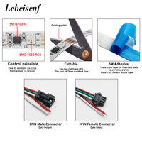 Tira de LED RGBIC WS2811 SM16703 SMD5050, direccionable, programable, de 12V 24V, con efecto de persecución de ensueño, para decoración del hogar, fiestas y bares.
