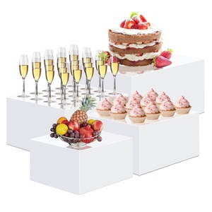 Custom Square 5 Side White Acrylic Food Riser Display Stand para restaurante - Product Image 1