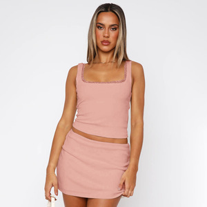 Phụ Nữ Của Trọng Lượng Nhẹ Nhanh Chóng Khô Không Tay Tank Tops Cho Mùa Hè Ngoài Trời Hoạt Động Mềm Ren Gân Cổ Vuông Cho Mùa Xuân Người Lớn - Product Image 5