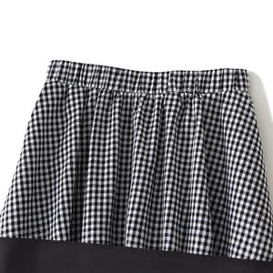 Cintura elástica personalizada Bloom diseño acampanado sostenible a cuadros A-Line Gingham Falda larga para mujeres - Product Image 3