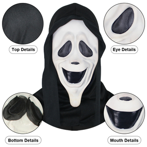 Masque effrayant en caoutchouc souple <span class=keywords><strong>Smiley</strong></span> Ghost, accessoire de déguisement d'Halloween, pour fête costumée, farces et attrapes, personnalisable - Product Image 3