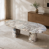 Cammy Stone Natürlicher Ozeansturm-Marmor Ovaler Esstisch Modernes Design Multifunktionales Wohnmöbel für Apartments und Villen