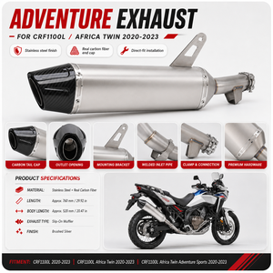 Silenciador de Escape Deslizable para Motocicleta Honda CRF1100L <span class=keywords><strong>Africa</strong></span> <span class=keywords><strong>Twin</strong></span> ADV 20-23, Acero Inoxidable y Fibra de Carbono Real - Product Image 5