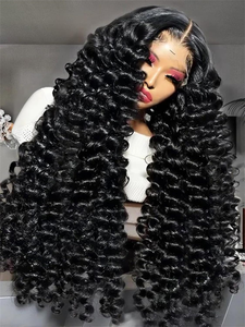 Pelucas <span class=keywords><strong>de</strong></span> Cabello Humano Vietnamita Virgen <span class=keywords><strong>de</strong></span> 15 Pulgadas, Ondulado Profundo, sin Pegamento, con Frente <span class=keywords><strong>de</strong></span> Encaje HD, Cutícula Alineada, Todos los Colores - Product Image 1