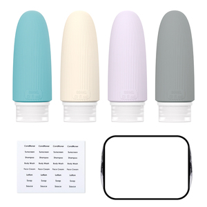 Producto para Exteriores, Fácil de Transportar, Diseño Antiderrames, Aprobado por la TSA, Botellas de Viaje de Silicona a Rayas Libres de BPA - Product Image 6