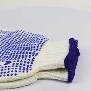 Guante punteado de algodón directo de fábrica Guantes de mano de trabajo antideslizantes Guantes punteados azules de construcción de soldadura - Product Image 4